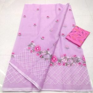 Soft cotton kota doriya embroidery work saree
