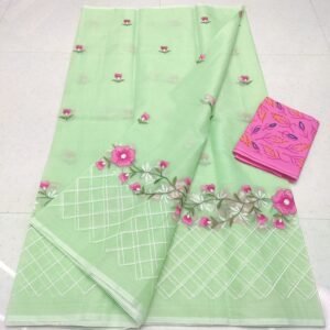 Soft cotton kota doriya embroidery work saree