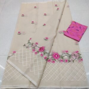 Soft cotton kota doriya embroidery work saree