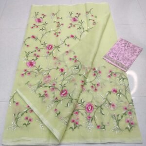 Soft cotton kota doriya embroidery work saree price -