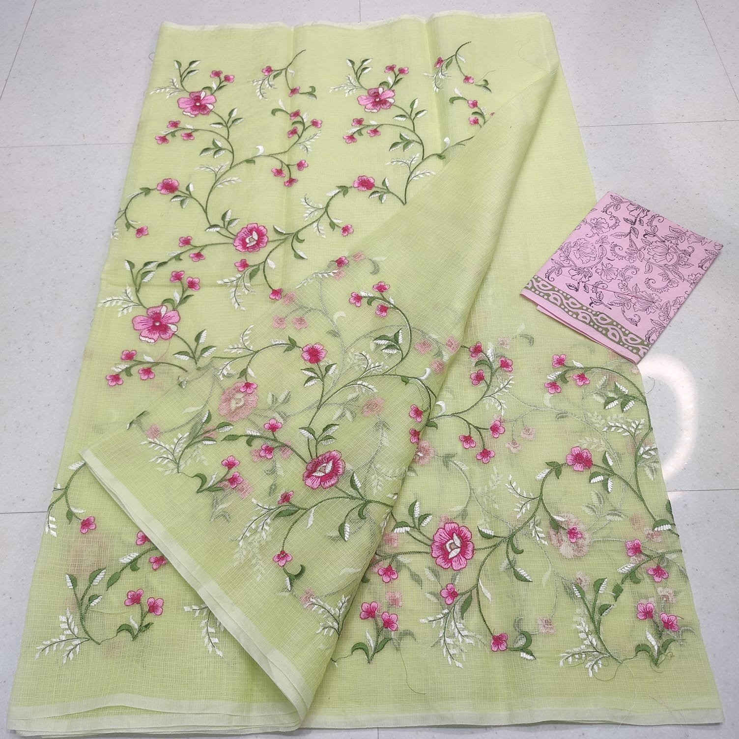 Soft cotton kota doriya embroidery work saree price -