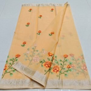 Soft cotton kota doriya embroidery work saree