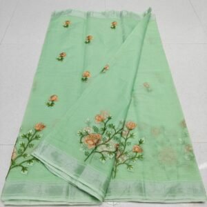 Soft cotton kota doriya embroidery work saree