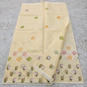 Soft cotton kota doriya embroidery work saree