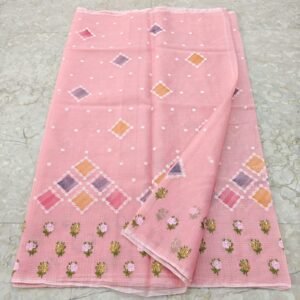 Soft cotton kota doriya embroidery work saree