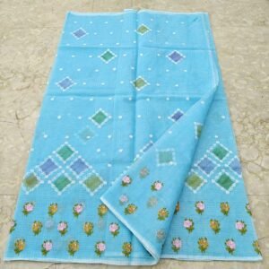 Soft cotton kota doriya embroidery work saree