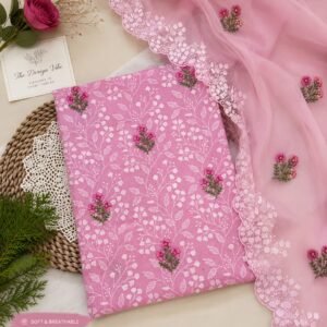 spft kota cotton cut work duptta unstiched suit (Top+Duptta)