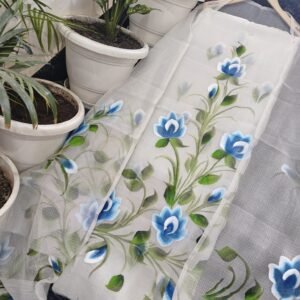 soft cotton flower hand block kota doriya unstiched suit (Top+Duptta)